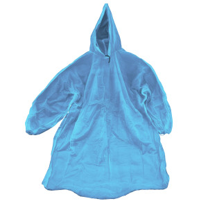 iKON Blue Disposable Poncho Long Sleeve With Hood Pack of 10