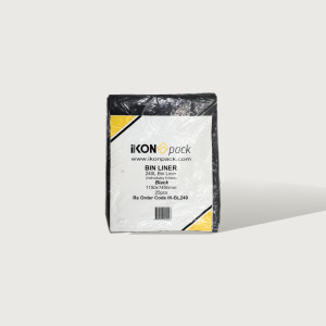 iKON Black Wheelie Bin Liner Extra Heavy Duty 240L 1140mm x 1450mm Carton of 100
